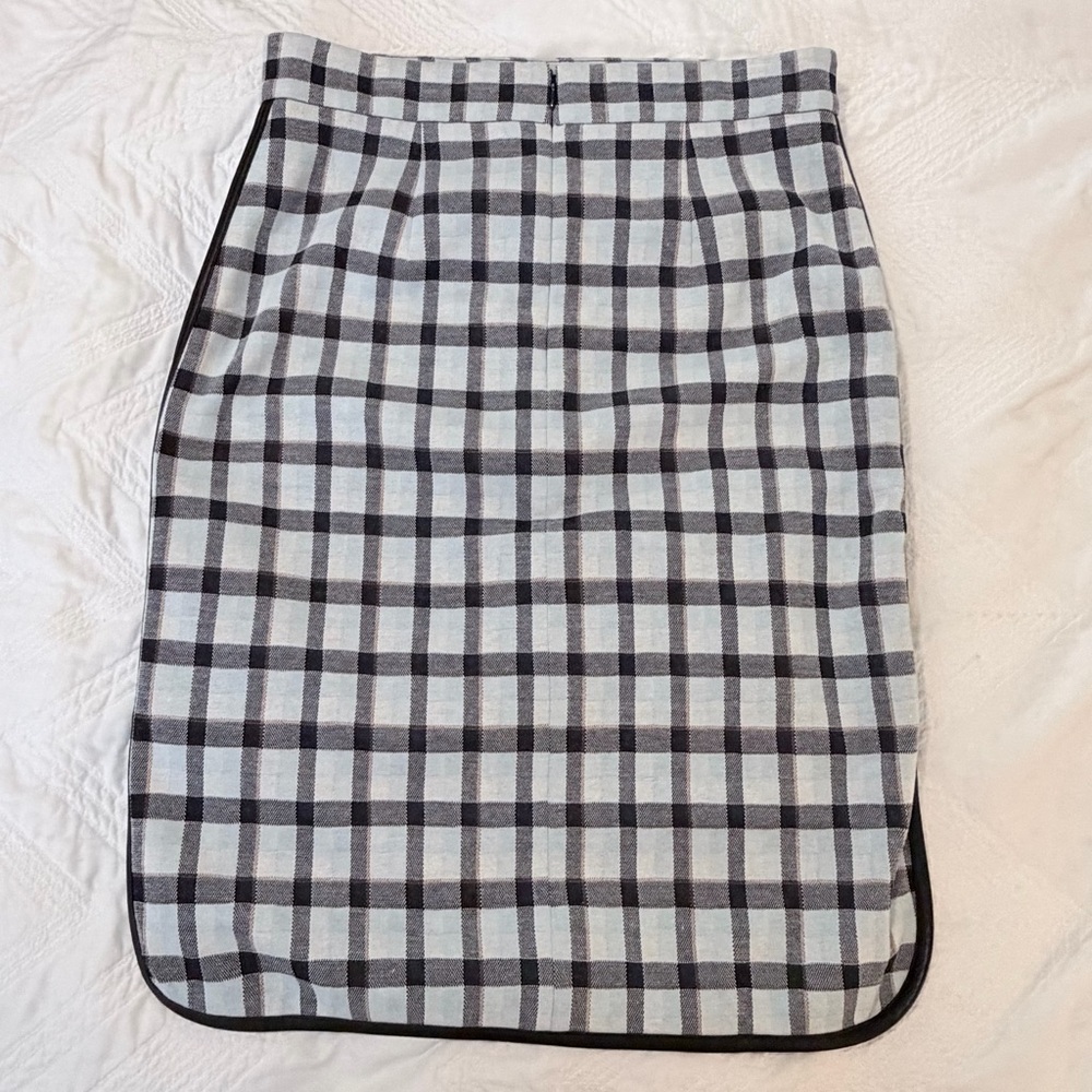 Ann Taylor plaid skirt faux leather trim sz 4 - Picture 4 of 13